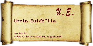 Uhrin Eulália névjegykártya